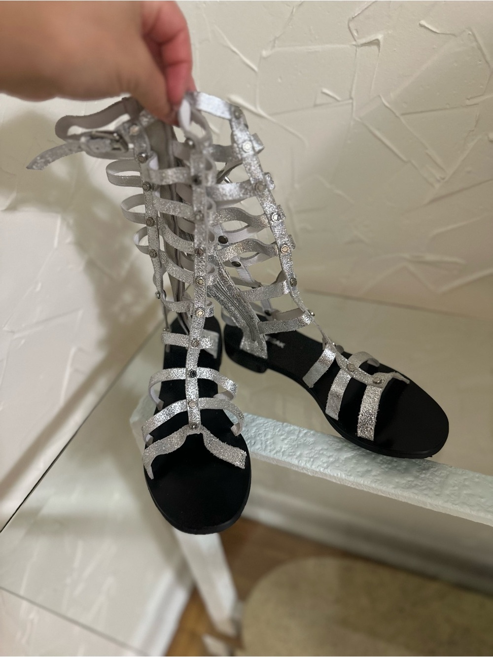 RUDSAK Silver Gladiator Lace-Up Sandals EU 37